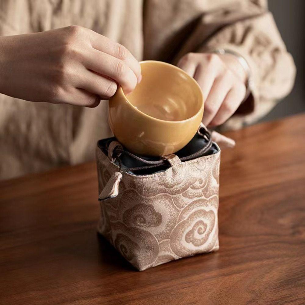 Bedruckte Teegeschirr-Aufbewahrungstasche Handtasche im chinesischen Stil mit Stickerei Kleine Tasche für Kleinteile