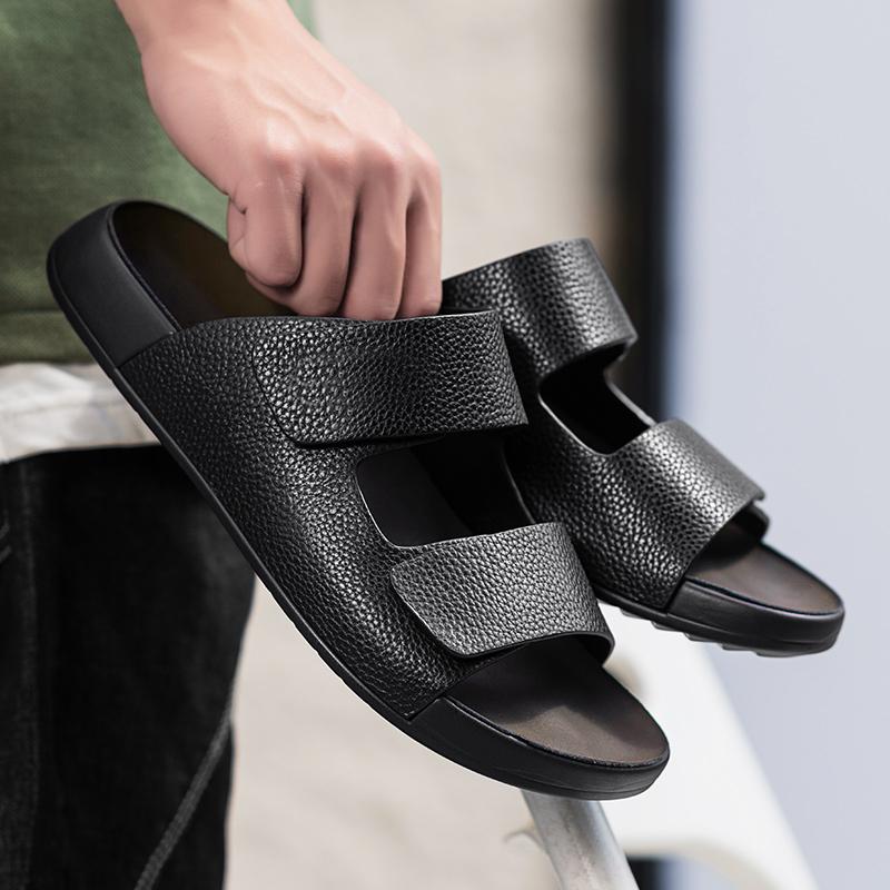 Fashion Beach Comfortable Flats Slides Casual Shoes Wading Aqua Shoes Metal Buckle Summer Men Slippers Indoor Outdoor Half Drag Sandals