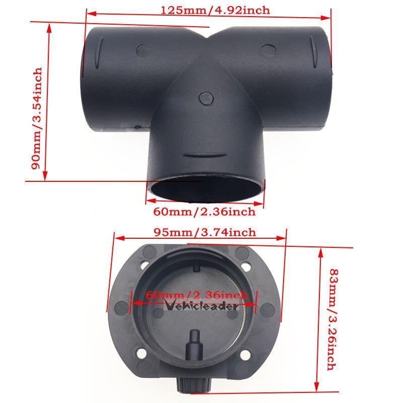 60mm/75mm Y Branch T Piece Air Vent Ducting Outlet Connector For Webasto Air Diesel Parking Heater Exhaust w/Regulating Valve