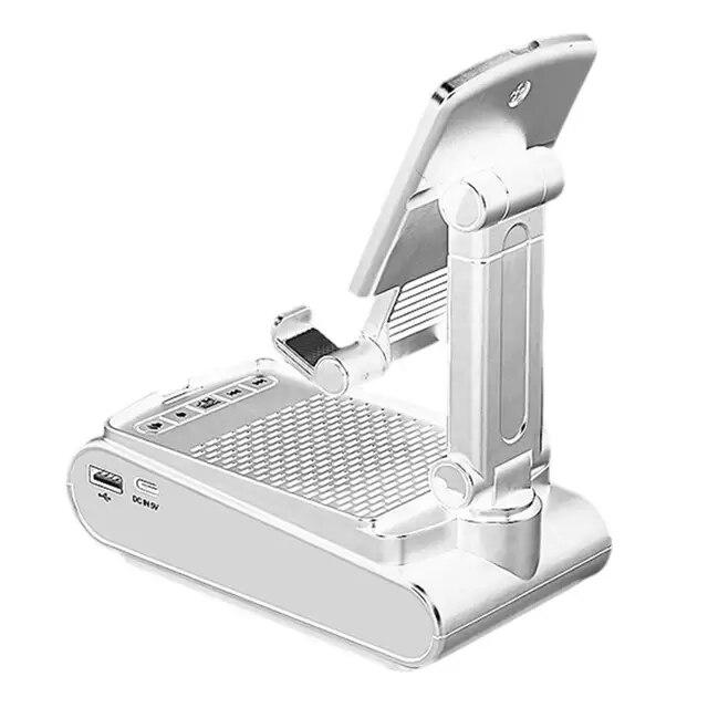 

Подставка для мобильного телефона Складное зарядное устройство для Bluetooth-динамика со стерео U-слотом для карты памяти Регулируемая высота Свободные углы Подставка для планшета белый