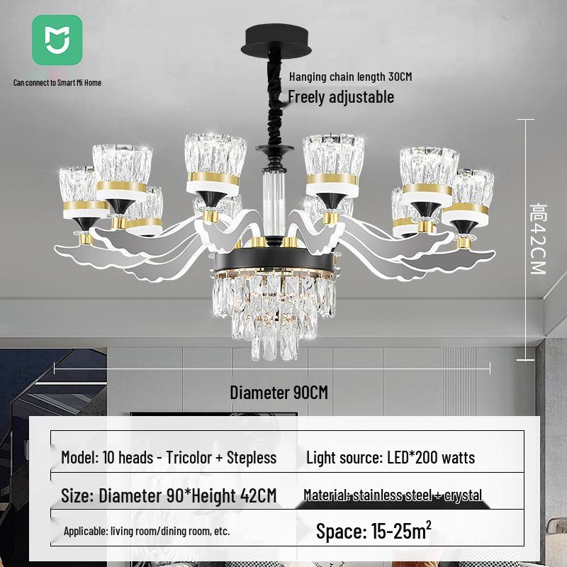 Chinese Style Luminous Crystal Chandelier: Modern Luxury Lighting for Living Rooms and Halls