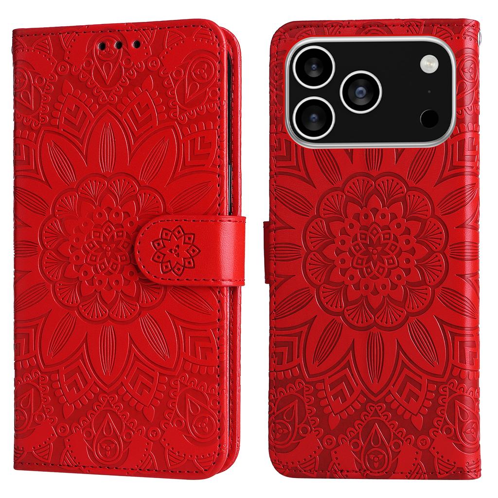 For iPhone 17 Pro Case Sunflower Imprint Leather Wallet Phone Cover