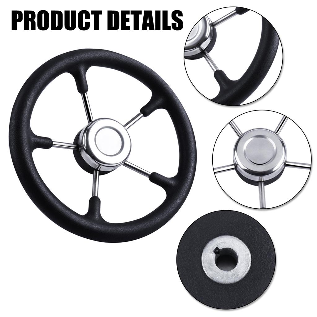 Simple To Install Boat Steering Wheel Stainless Steel Construction 13" Diameter For Long Lasting Use