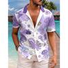 Men's Classic Retro Ocean Animal Print Short Sleeve Shirt Dinosaur Print Top