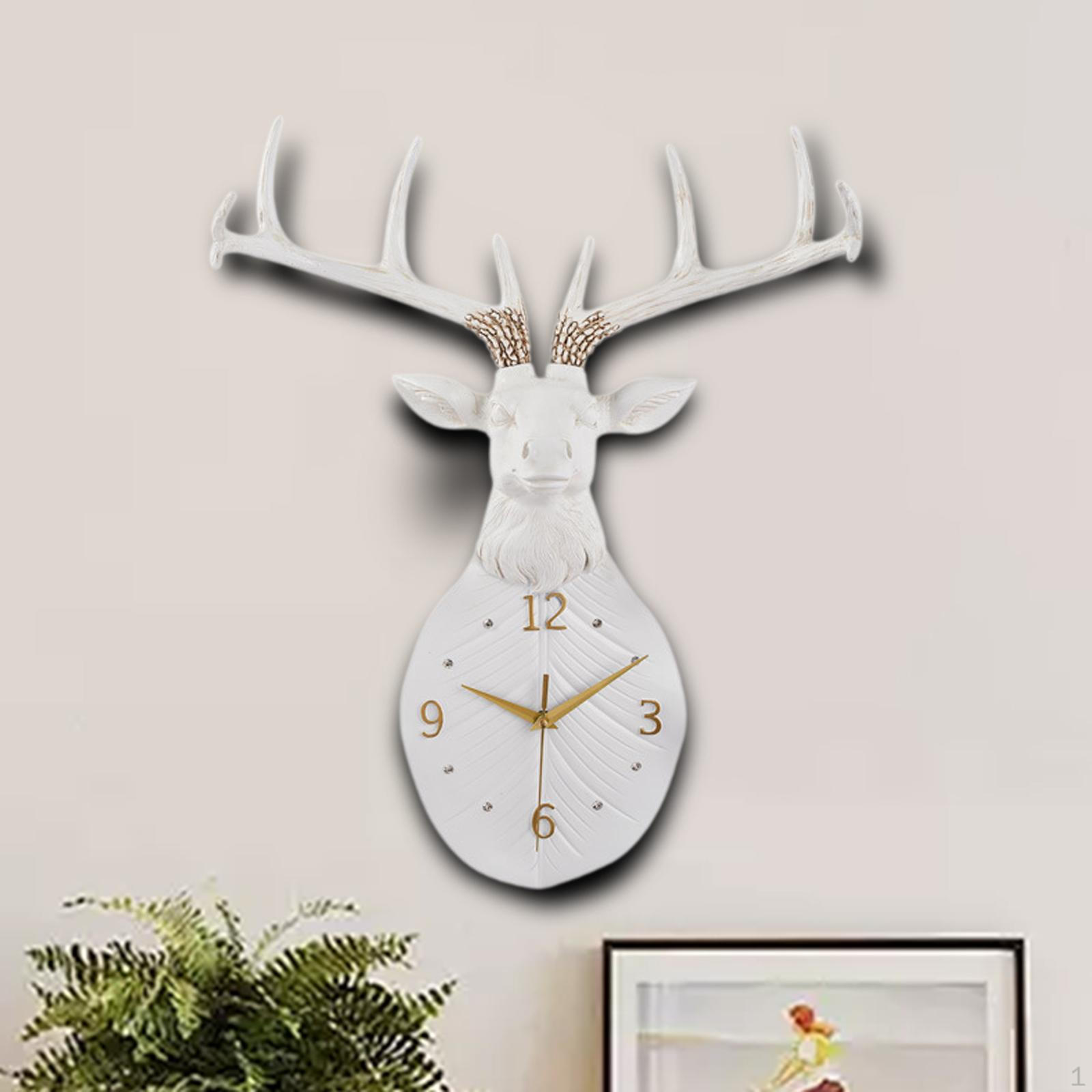 

Настенные часы в виде головы оленя, бесшумные, подвесные, аналоговые, не тикающие, скульптура для школьной спальни белый