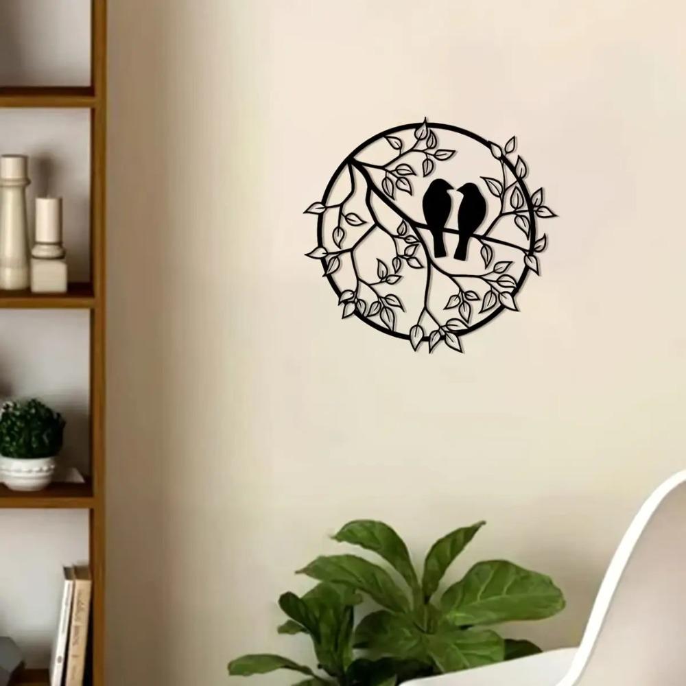 Metal Bird Wall Art, Black Iron Farmhouse Decor for Indoor Outdoor Living Room Bedroom Porch Garden Courtyard Fence Yard