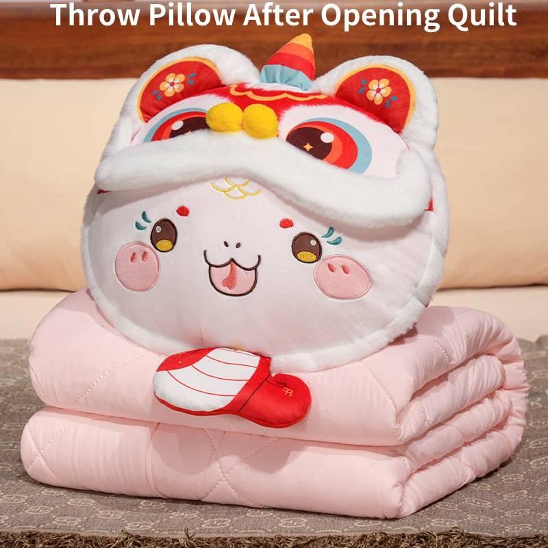 Year Of The Snake Mascot Lion Dance Snake 2in1 Throw Pillow Quilt Gift Blanket