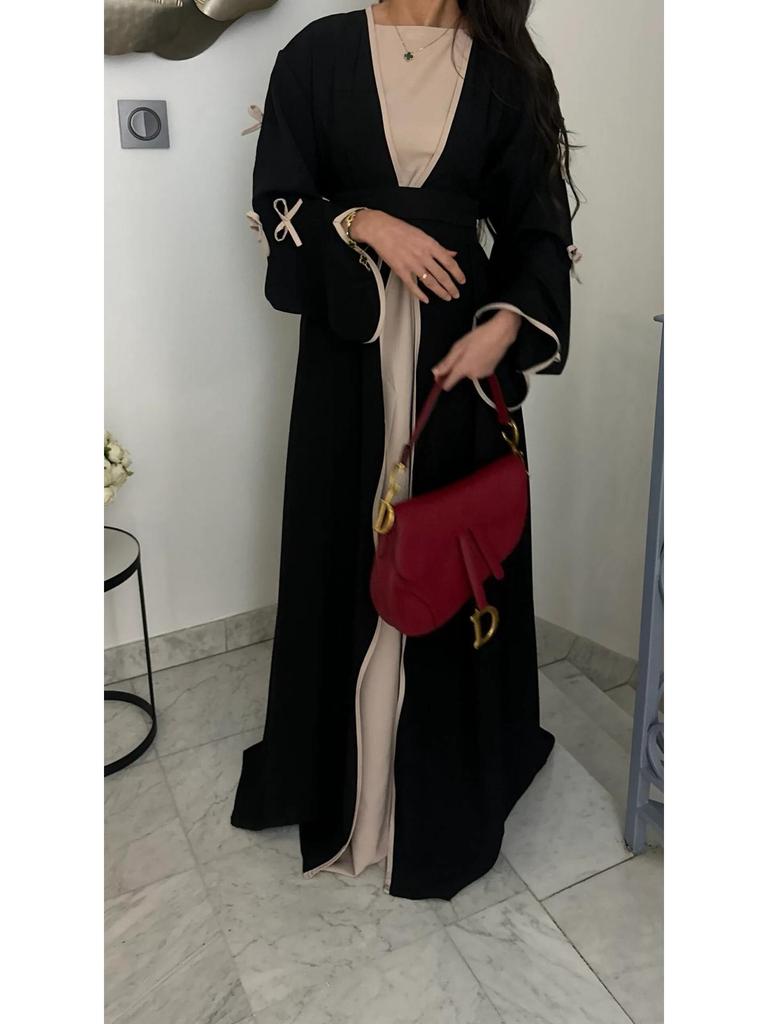 Pure Beauty Bow Long Robe Dress Abaya - Loriya 2025, Europe, America & Middle East Style, Model LR962
