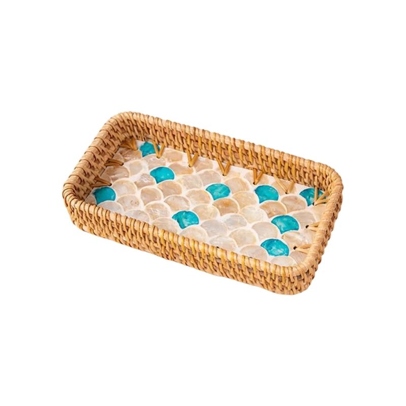 

Fashionable Large Capacity Rattan Tray with Handmade Craftsmanship Home Decoration for Snacks Fruits and Desserts