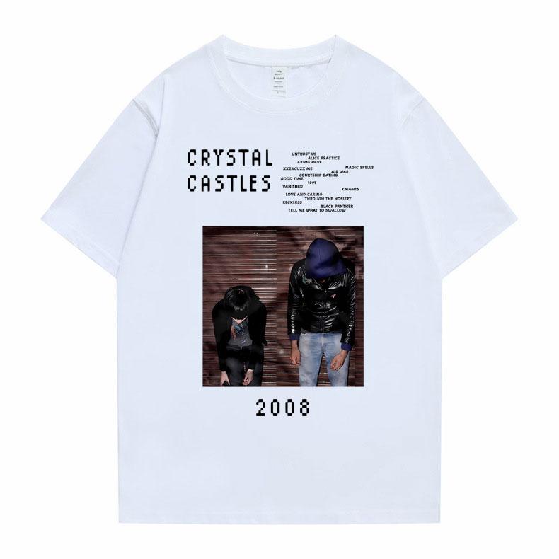 Crystal Castles Graphic T Shirts Male Gothic Music Band T Shirt Men's Vintage Tshirt Men Women Hip Hop Rock Oversized T-shirts