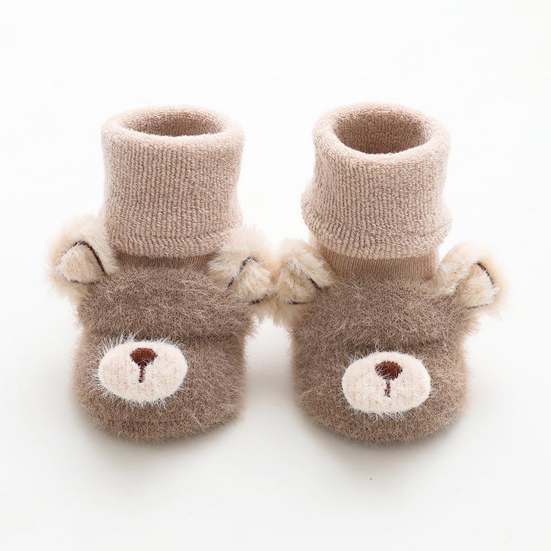 Verdickte Kinder-Mittelwadensocken: Warme, rutschfeste Cartoon-Babysocken für die ersten Gehversuche