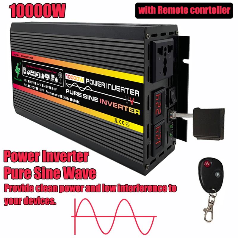 

12000 Вт DC 12 В в AC 220 В Чистая синусоида инвертор светодиодный дисплей автомобильные инверторы преобразователь трансформатор напряжения с пультом дистанционного управления