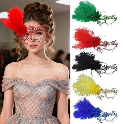 Gradient Color Lace Masquerade Mask Carnival Feather Masquerade Mask  Cosplay Festival Party