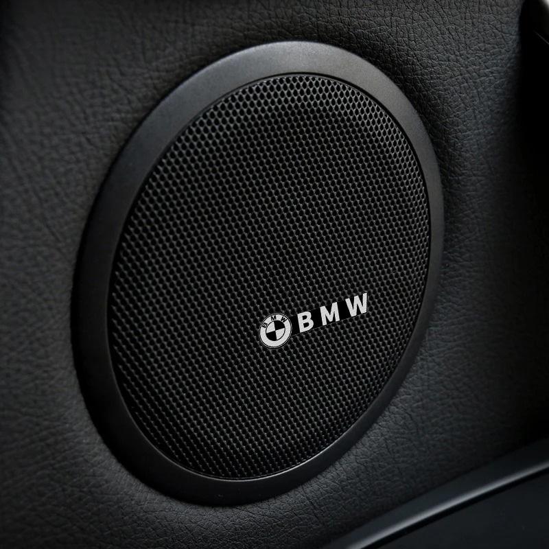 4pcs Car Speaker Audio Aluminum 3D Emblem Badge Stickers Decals For BMW M 3 4 5 6 7 Series F30 G20 G22 G23 G26 F10 G30 GT G32 X1 Usdf03