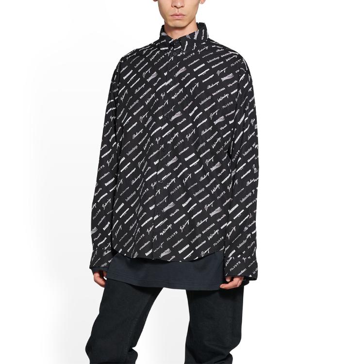 Balenciaga Logomania All Over SS23 Shirt Men's Black 662983TNLL11070