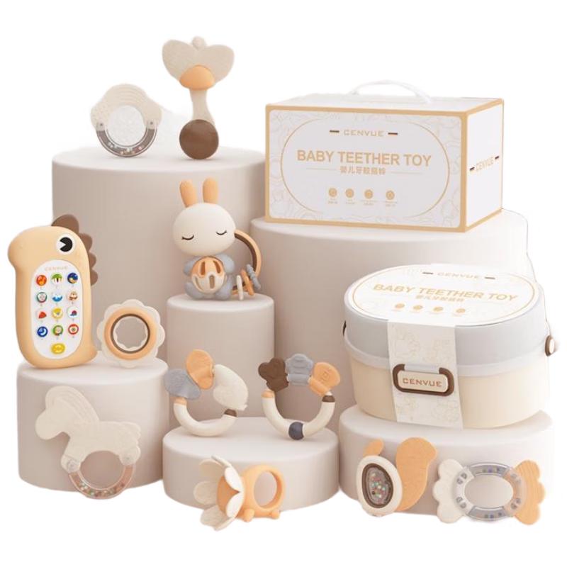 

HANDUNYOU Newborn Baby Teether Rattle & Early Education Phone Set