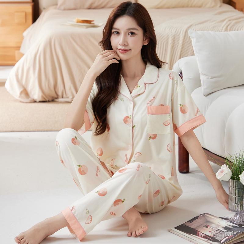 Rose Blume Imitation Baumwolle Pyjama Damen Sommer Kurzarm Hose im Mutter Temperament Loungewear Dünner Anzug