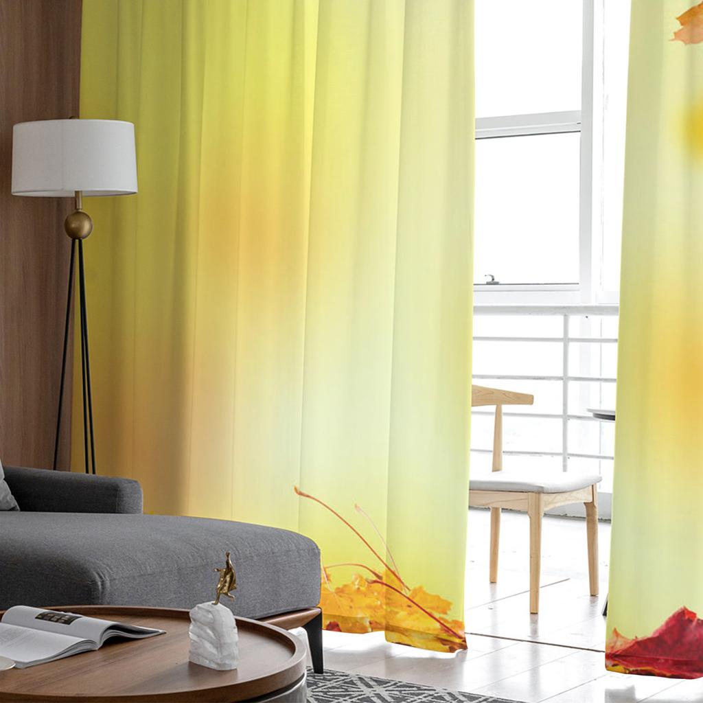Youth Bedroom Sheer Curtains Maple Leaf Falling Yellow Kitchen Study Hanging Curtains Living Room Holiday Decor Tulle Curtains