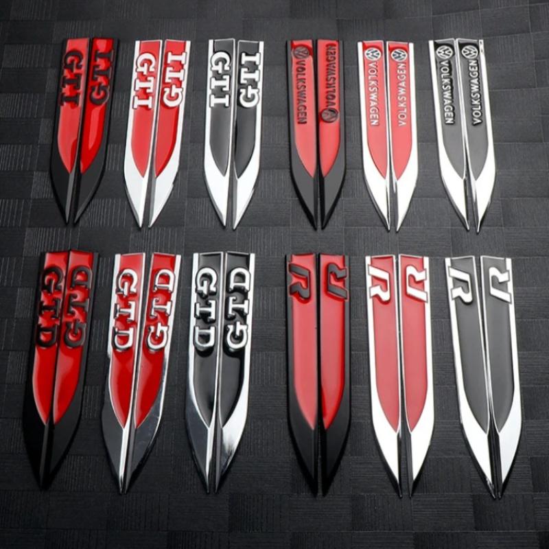 1 Pair 3D Metal R Logo Emblem Car Body Stickers Decals For VW Golf 3 4 5 8 Polo MK8 GTI GTD R Tiguan Mk7 Jetta Auto Accessories