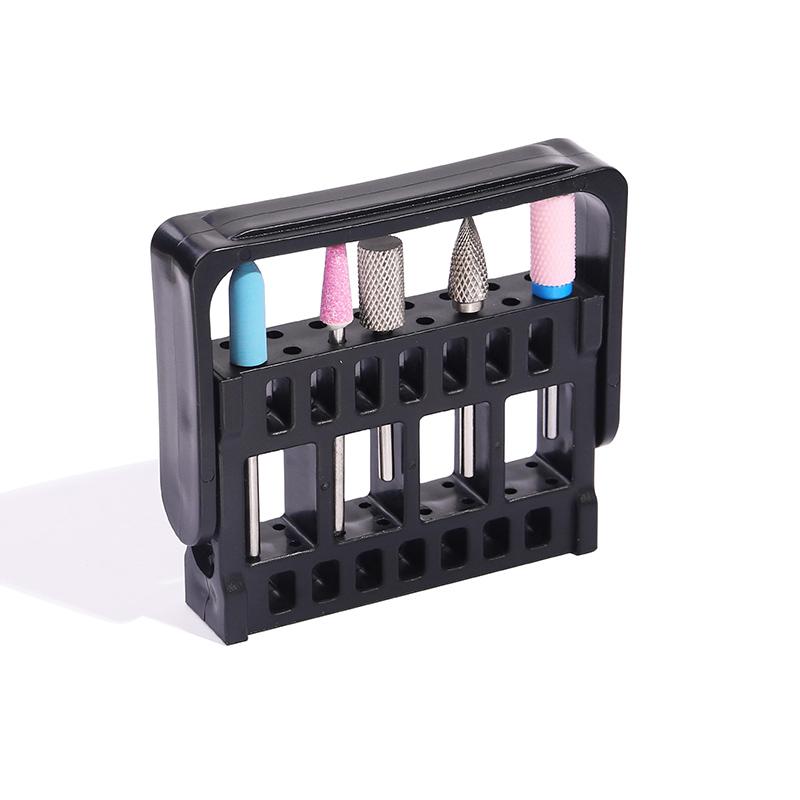 1pc 16 Holes Plastic Nail Art Grinding Head Bit Holder Storage Box Stand Display Rack for Manicure Drill Bits Container