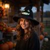 Glow Knit Halloween Witch Hat Wide Brim Pumpkin Witch Cap Simple Halloween Costume Hat  Masquerade
