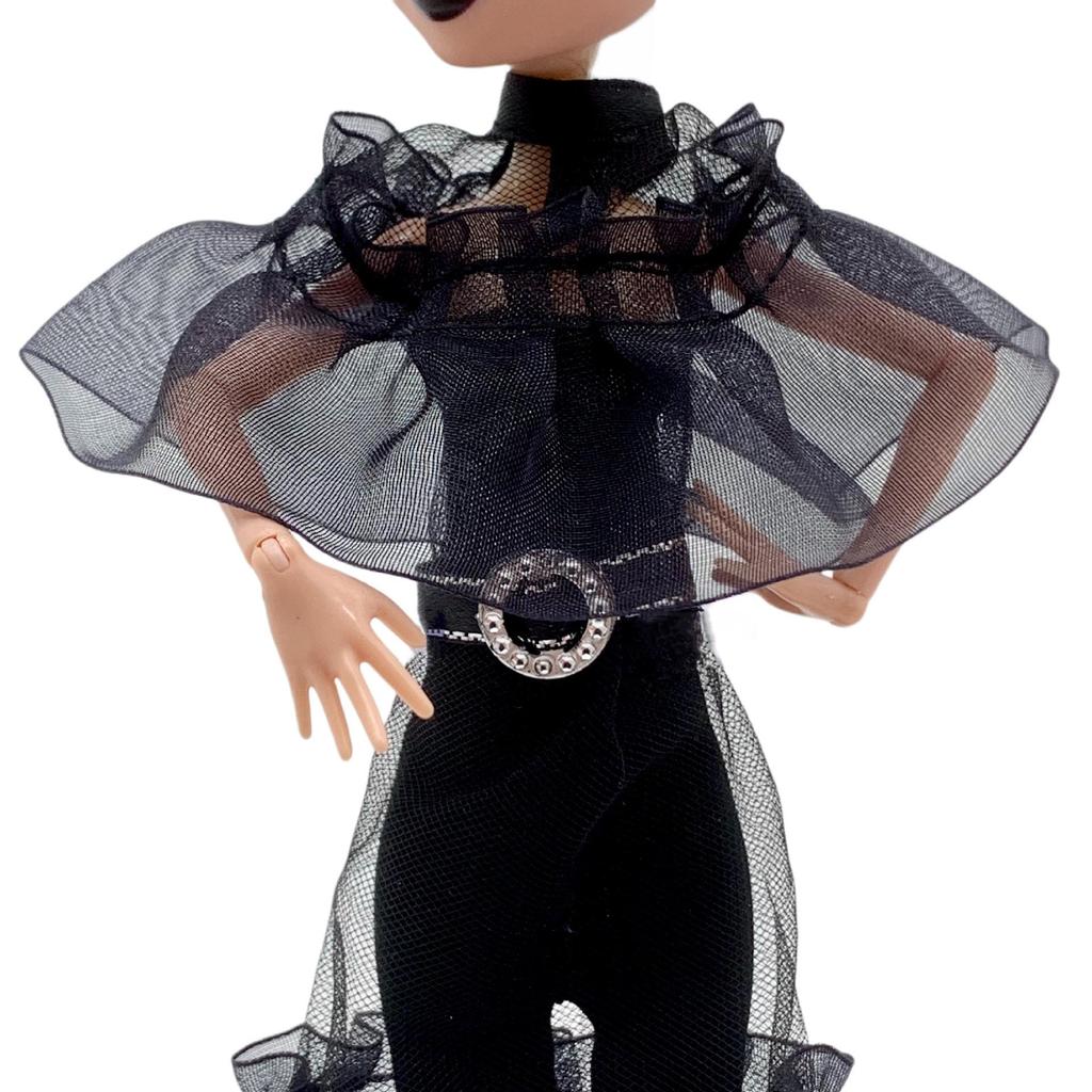 Adams Wednesday Doll in Gothic Black Formal Dress - Rave'n Figure