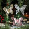 Set of 3 Elegant Butterfly Christmas Ornament Festival Butterfly Hanging Ornament for Christmas Tree Decoration