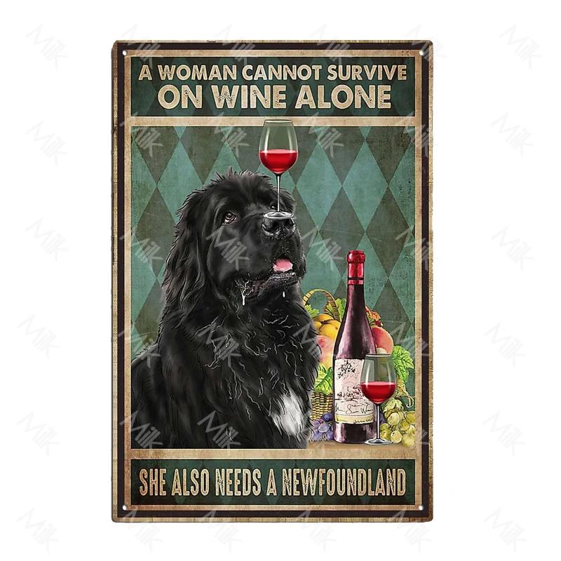 Metal Poster Newfoundland Dog Tin Sign Plate Retro Decor Cafe Home Pet Shop Bedroom Beach Vintage Home Decor Wall Art Plaque