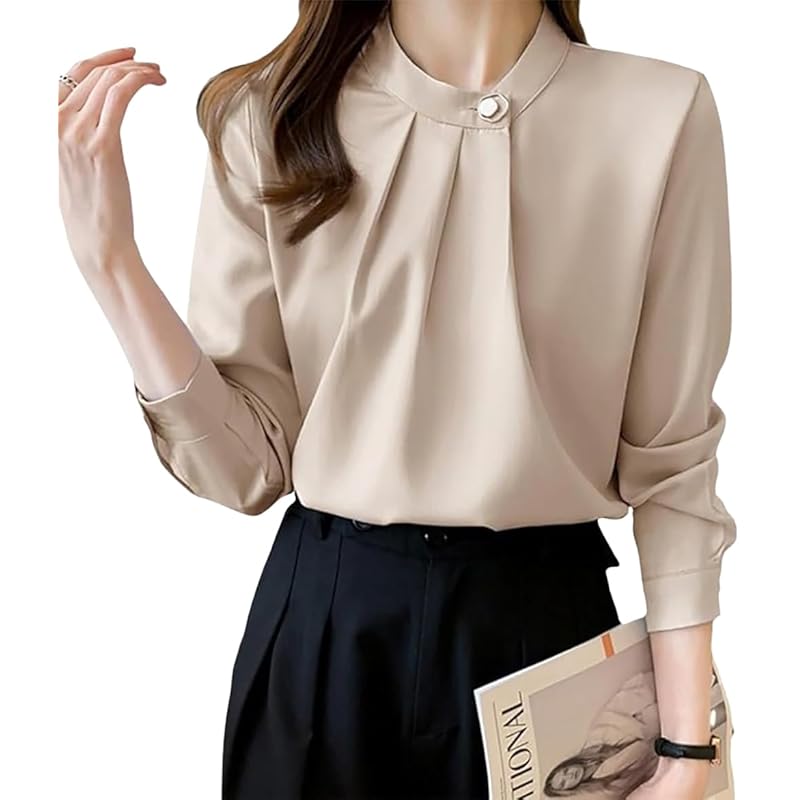

[H.U.A] blouse ladies tops pullover chiffon shirt long sleeve V-neck inner Beautiful casual formal spring summer autumn AT M