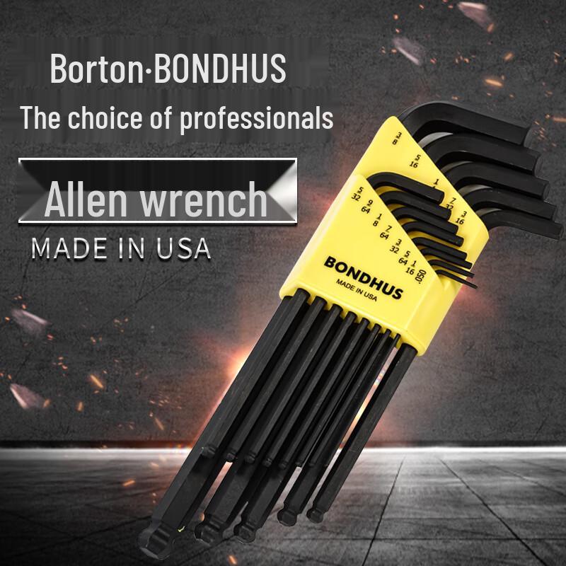 BONDHUS US Imperial Ball End Extra Long Hex Key Set