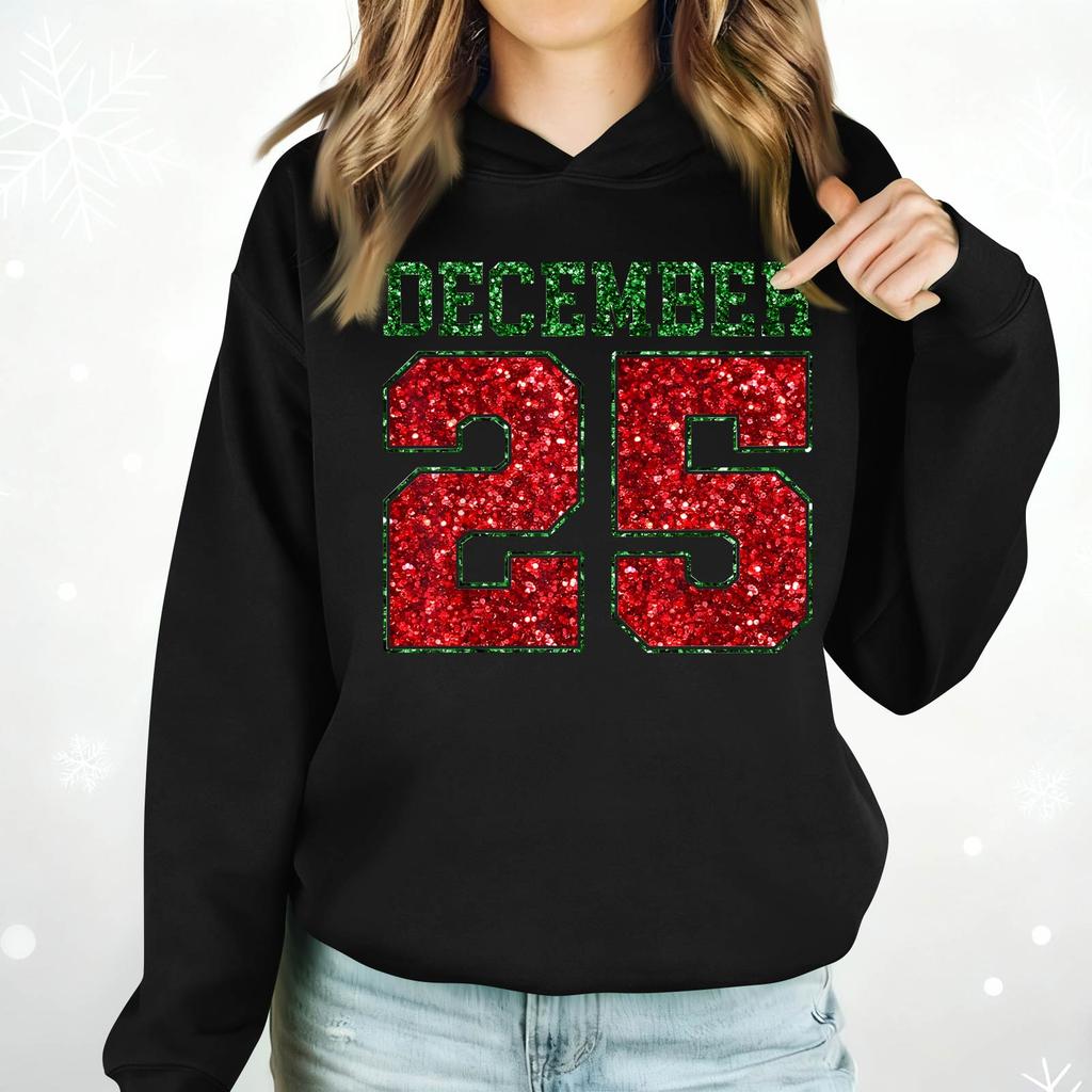 Ladies Fashion Casual Long Sleeve Printed Round Neck Hoodie Pullover Top