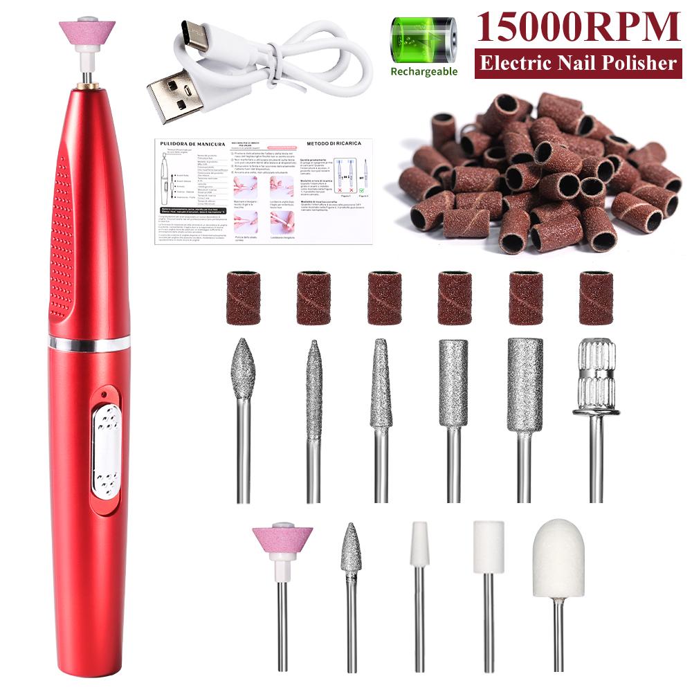 Professional Electric Nail Drill Polishing Machine Kit Rechargeable Portable Nails Drill File Set for Manicure Sanding Tools