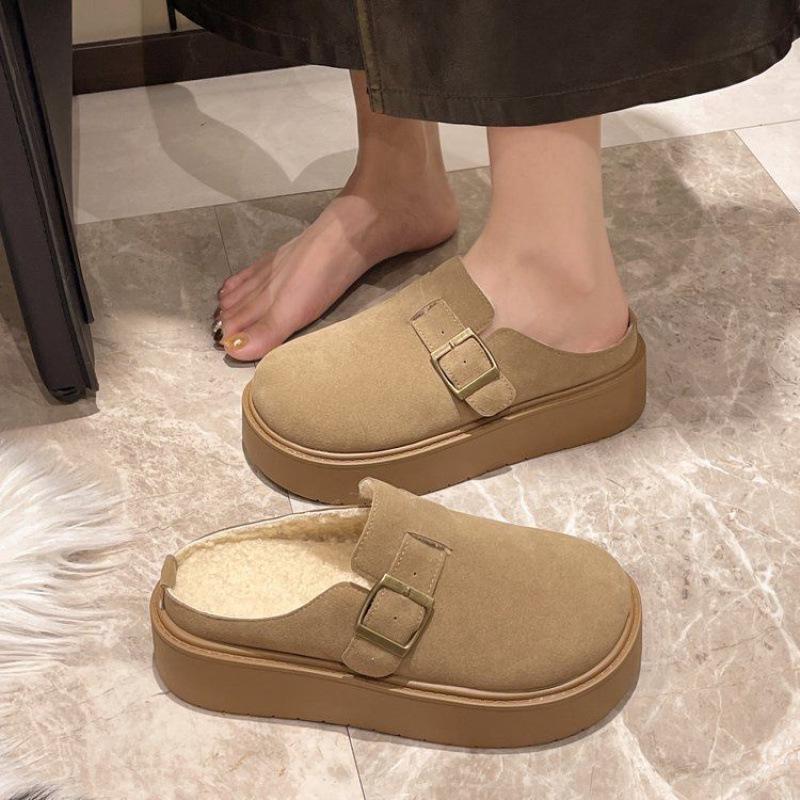 Women's 2024 Autumn Thick-Soled Closed-Toe Height-Increasing Outdoor Slip-On Casual Slippers