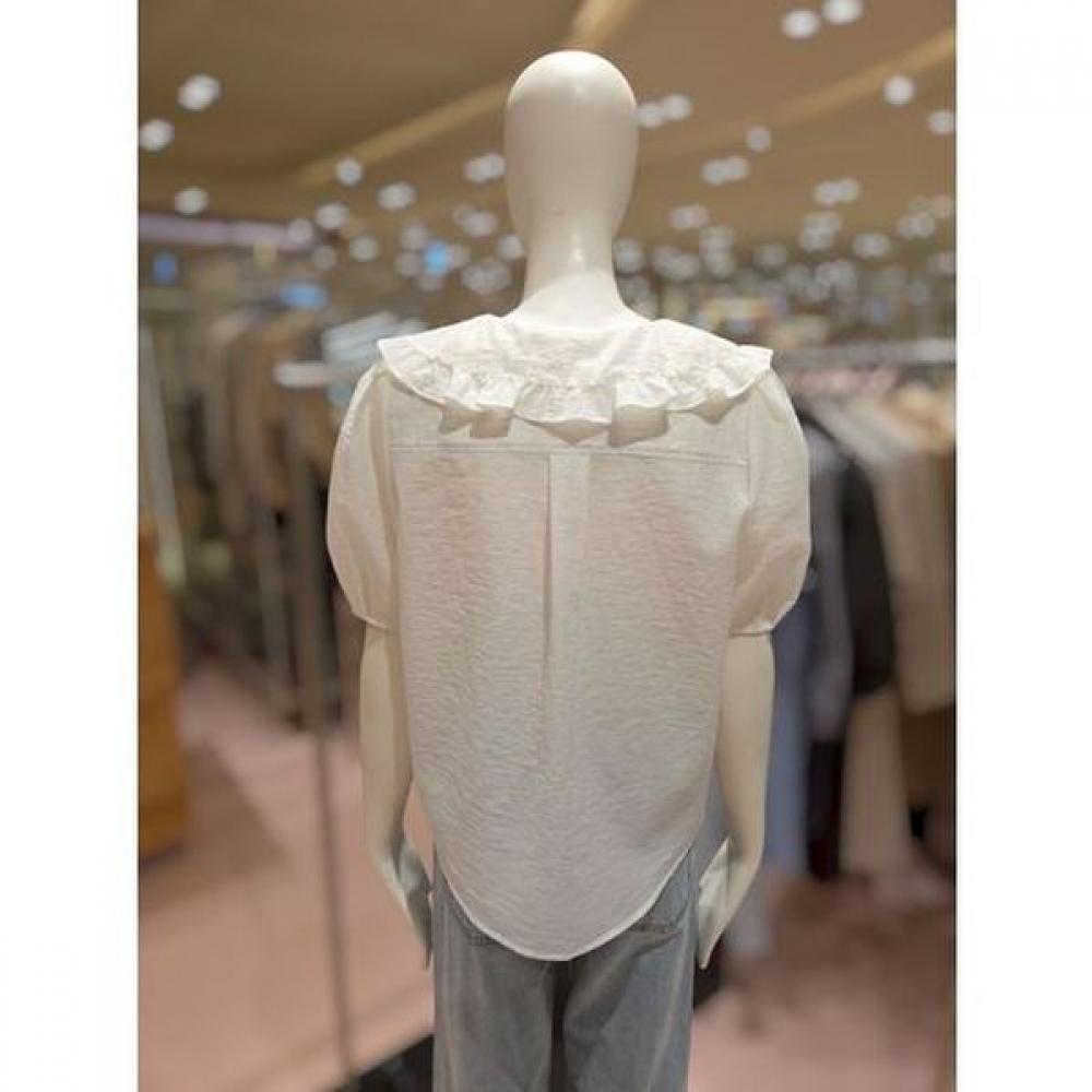 Cc Collect Ruffle Decoration Wide Collar Blouse  C262msc135 