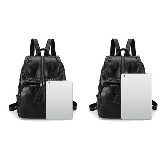 Unisex Retro Backpack Faux Leather Waterproof Schoolbag Anti-Theft Multi-Pocket Backpack for Street Travel College Students