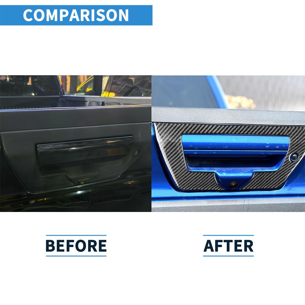 For Ford F150 Raptor 2015- Real Carbon Fiber Car Rear Door Cover Switch Trunk Handle Trim Stickers Exterior