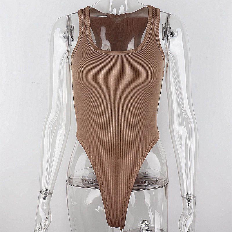 2024 Summer Women's Solid Color Slim U-Neck Sleeveless Bodysuit