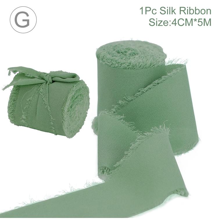 4CM*5M Handmade Frayed Edged Satin Chiffon Silk Ribbon For Wedding Invitation Wrapping Bouquets Birthday Party Decorations Gifts
