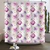 Purple Floral Shower Curtain Watercolor Flowers Leaves Bathroom Decor Bath Curtains Waterproof Polyester Fabric With 12 Hooks