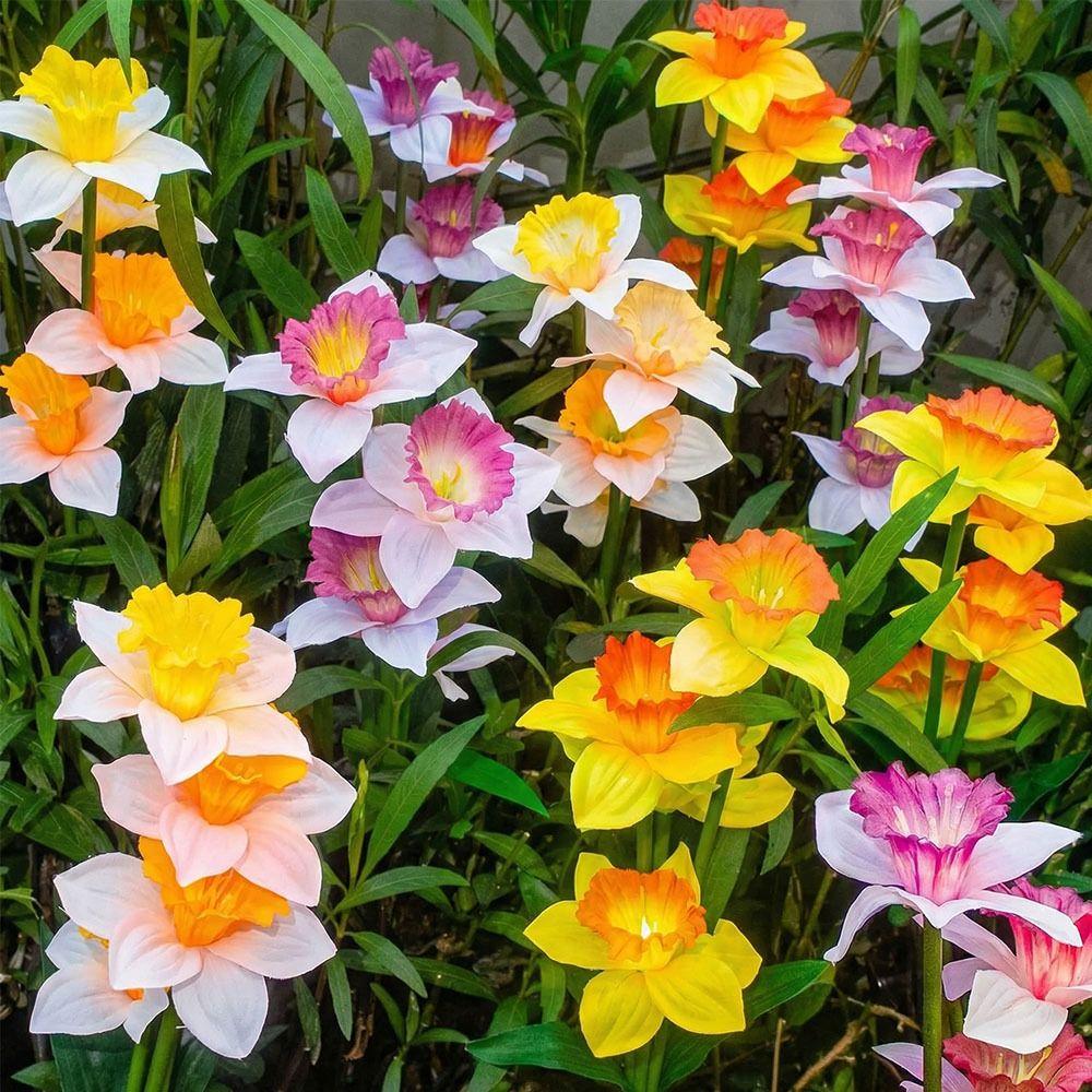 Waterproof Design Solar Garden Lights Solar Powered Stake Lights Solar Powered Lights Artificial Plants Narcissus