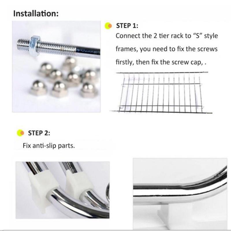 2/3 Tiers Stainless Steel Home Washing Kitchen Sink Dish Drainer Multifunction Dish Drying Rack Holder Basket