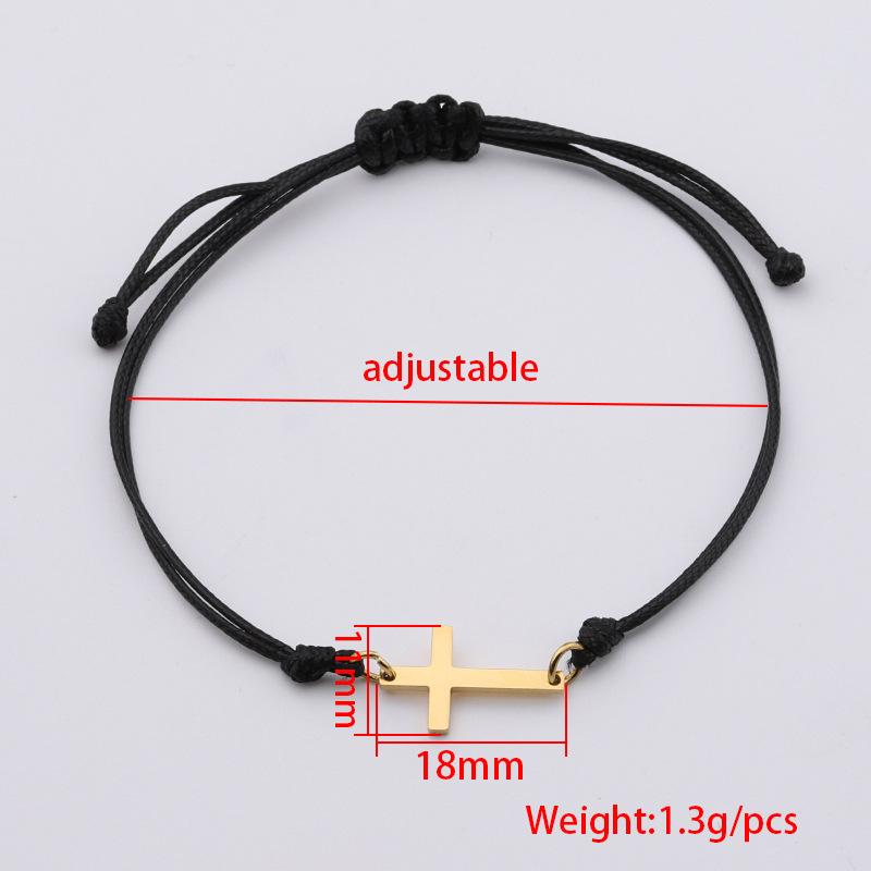 10pcs Handmade Stainless Steel Cross Charm Bracelet Men Braid Adjustable Lucky String Bracelets for Women Jewelry Gift