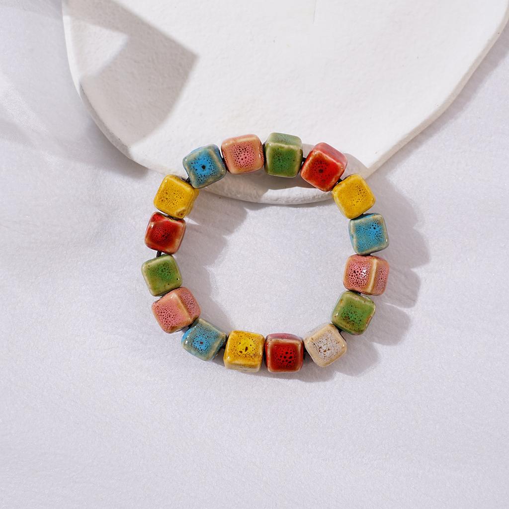 Ceramic new fashion flower glaze bead bracelet multi-color leisure ethnic style student