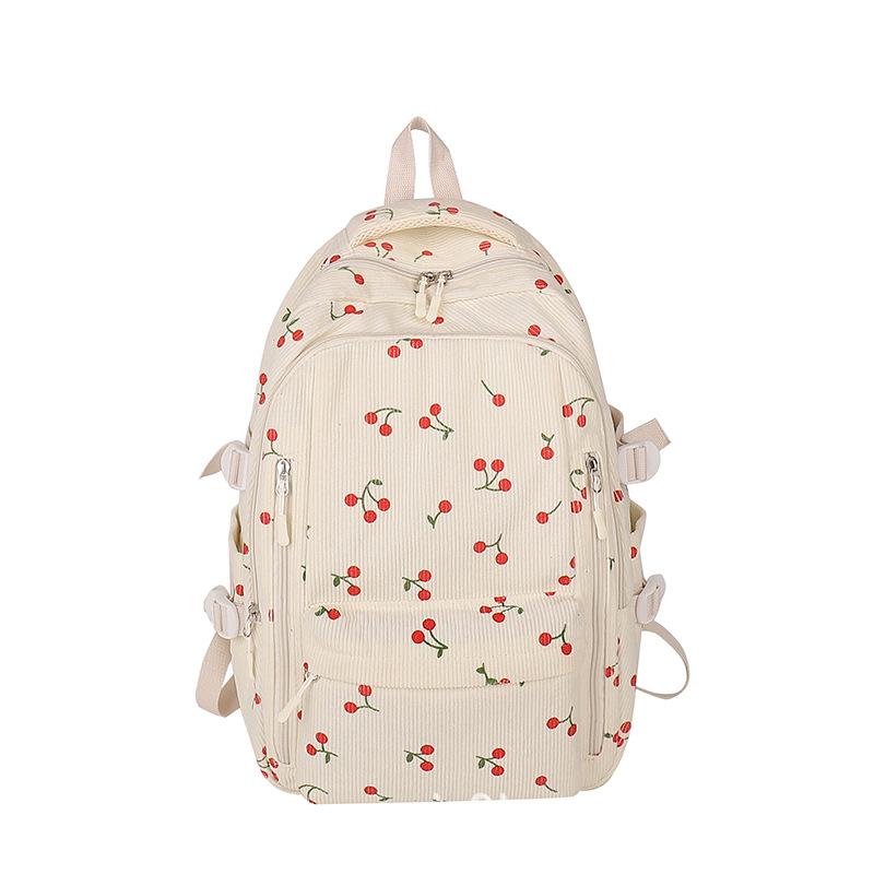 Schultasche Koreanische Version ins Kirschmuster Rucksack Harajuku Nischen-Design Schüler Kleine frische Schultasche Literarischer Rucksack
