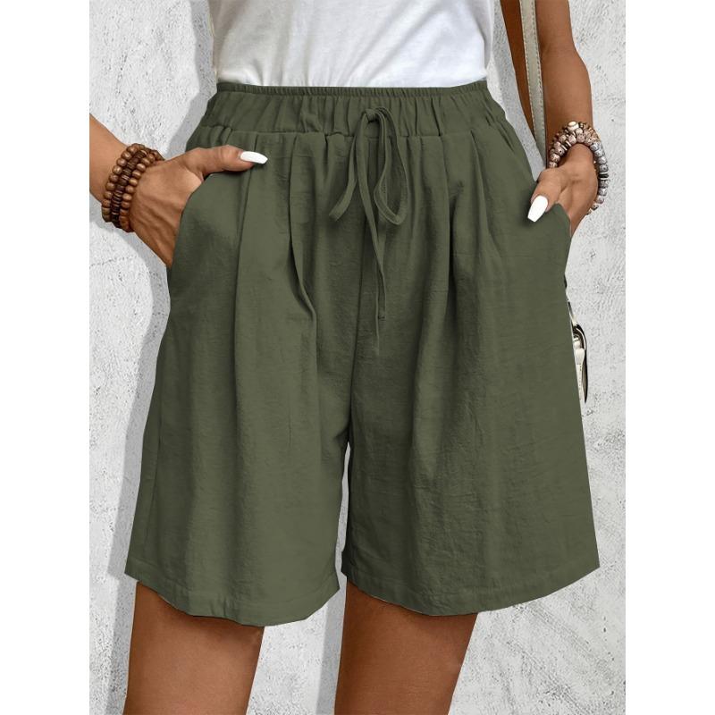 Women Casual Drawstring Waist Shorts With Pockets Summer Beach