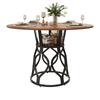 Round Dining Table 100x100x75 Cm, Kitchen Table for 4-6 People with Integrated Shelf, MDF Tabletop In Walnut Look, Modern Metal Frame, Space-saving.