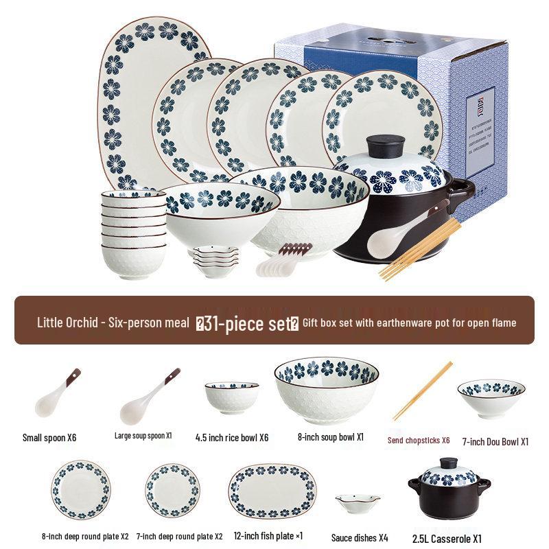 Ai Lanhui Jia A1 Retro Orchid Ceramic Dinnerware Set