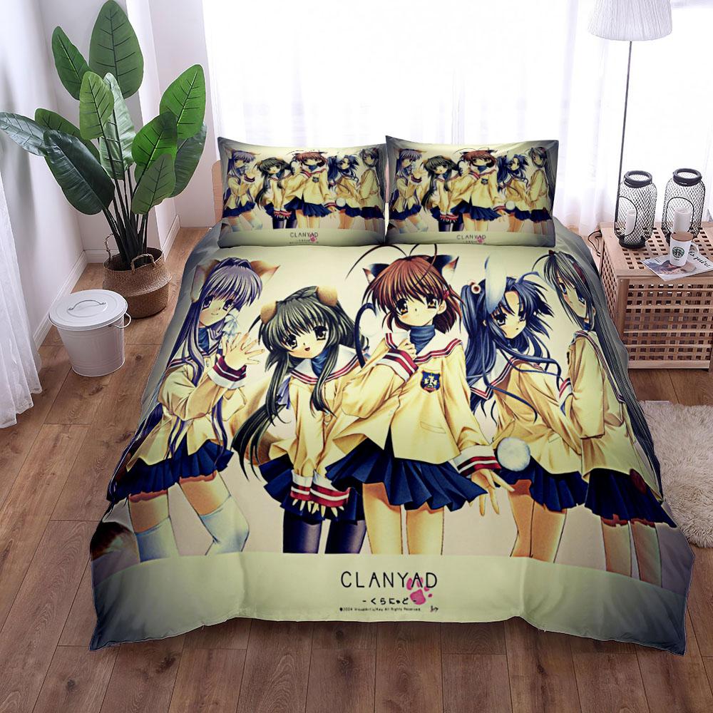 

Комплект постельного белья Clannad Duvet Cover Set King Queen Double Full Twin Single Size 150x200cm 3pcs