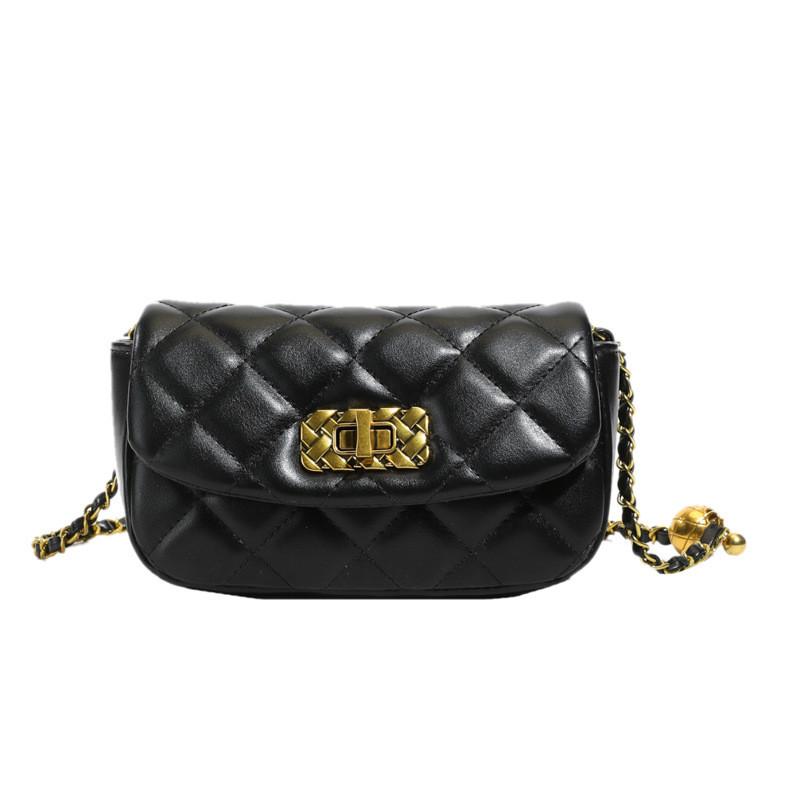 IELGY Ladies Messenger Bag Diamond Small Golden Ball Chain Small Square Bag