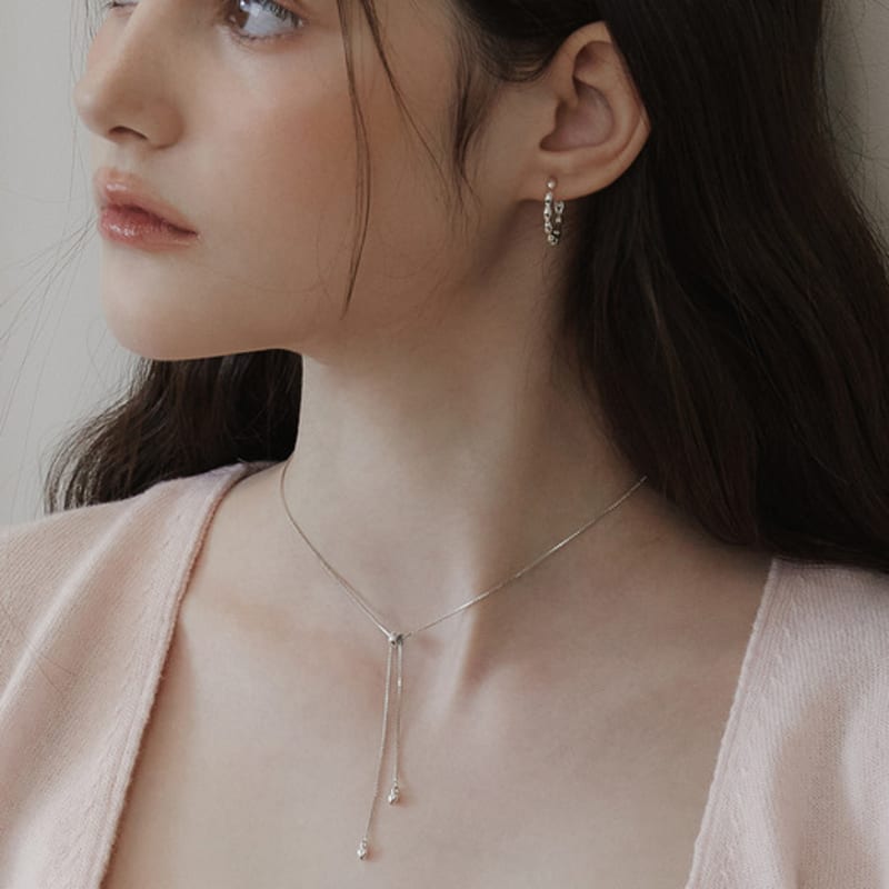 Tatiana (925 Silver) Heart Tail Drop Tie Necklace NZ2431